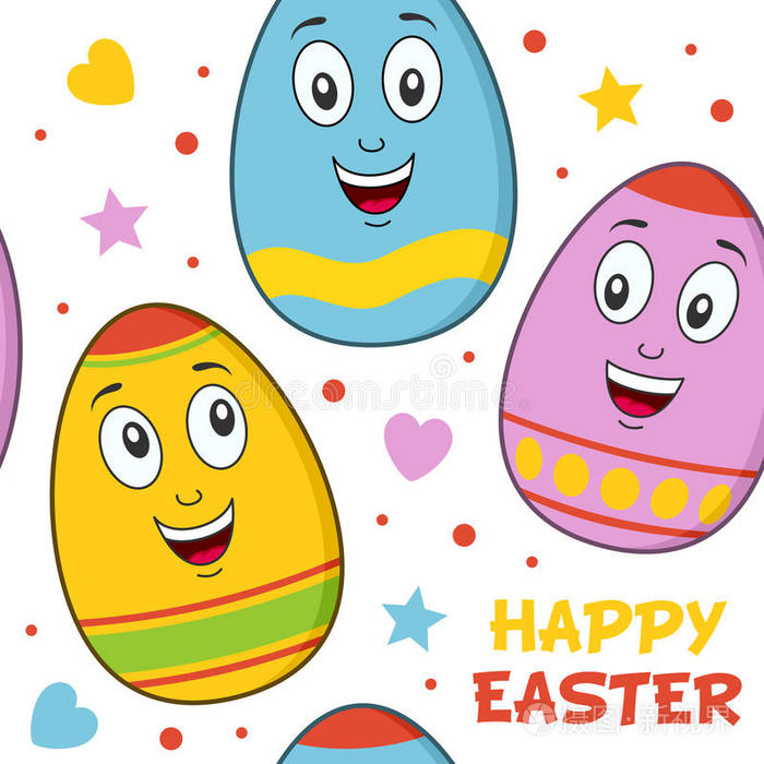 卡通复活节彩蛋无缝图案