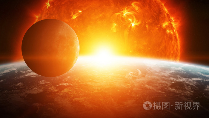 爆炸的太阳在地球附近空间