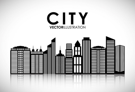 建筑和塔楼图标城市设计矢量图形