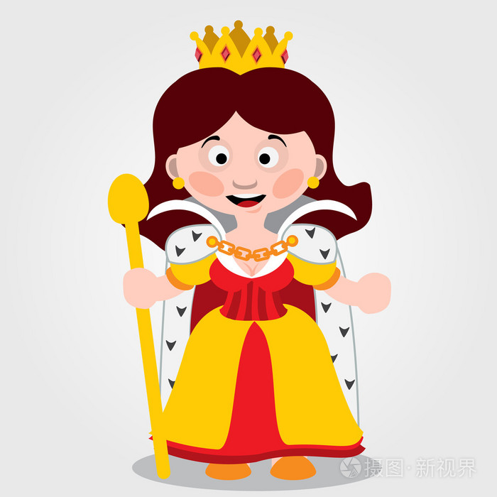 女王,童话故事中的人物,彩色插图