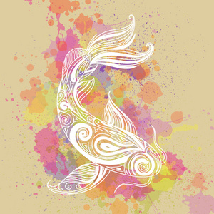 抽象观赏纹身矢量抽象观赏鱼照片