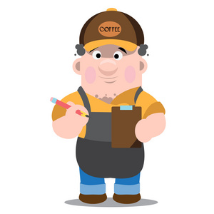 员工餐厅,一个穿着制服的侍者,友好的卡通人物照片