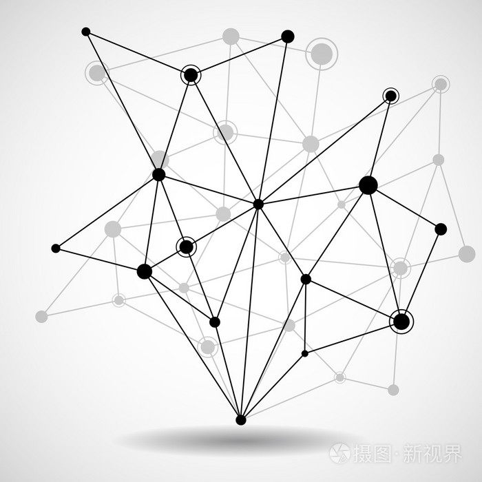 线框网格点和线, 网络连接, 抽象的形式