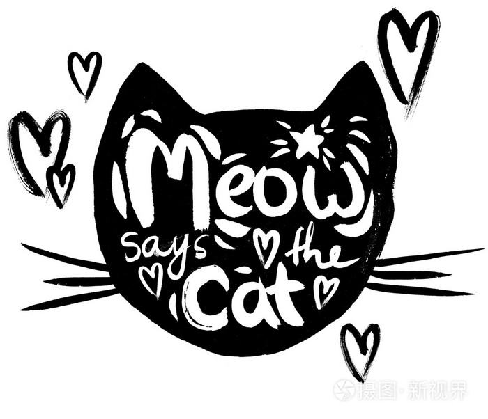 猫脸轮廓与刻字