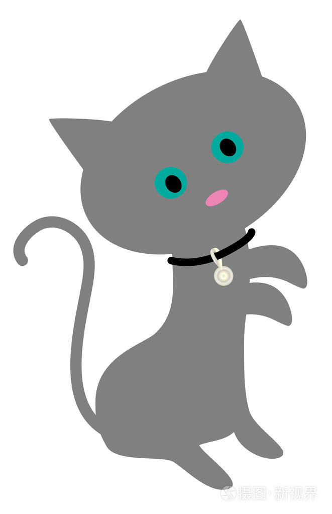 可爱的灰色猫用爪子了