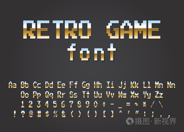 像素复古字体视频电脑游戏设计 8 位