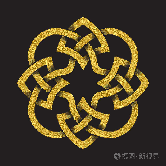 金闪闪发光符号以十字形曼荼罗形式