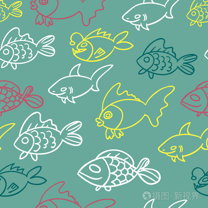 鱼涂鸦矢量