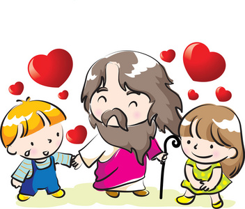 耶稣基督为孩子们画画.
