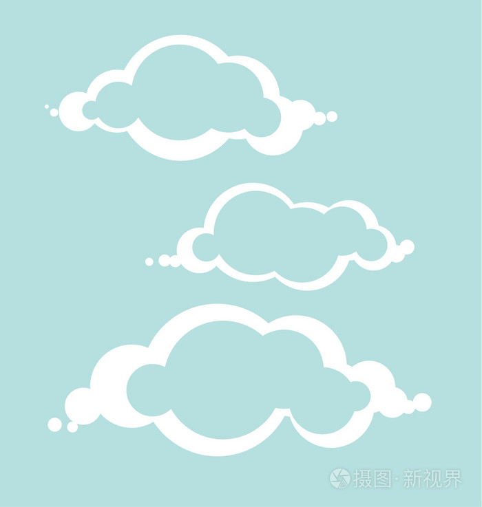 一套蓝色的天空,云.云形图标,云的形状.加放的一套
