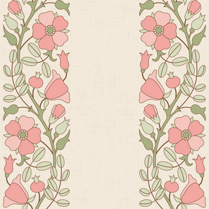 狗蔷薇花边框模板插画