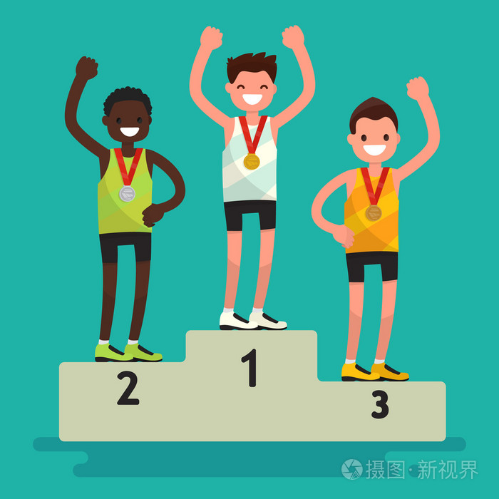 颁奖仪式.在基座上的三名运动员插画-正版商用图片1osqjv-摄图新视界