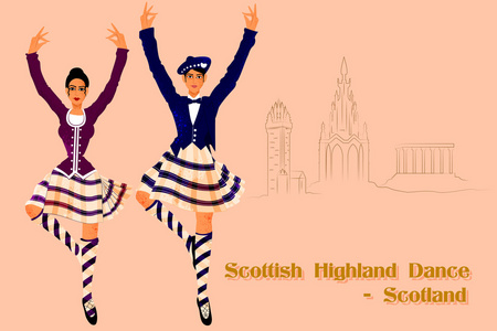 夫妇的苏格兰苏格兰高地舞图片
