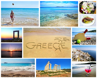 希腊夏天照片拼贴图片