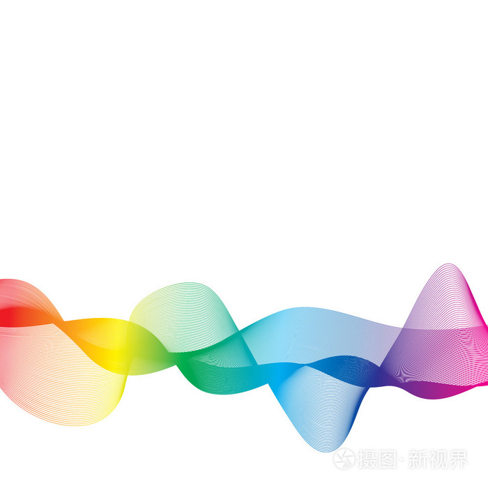 矢量抽象交织在一起的彩虹七彩线隔离在白色背景上