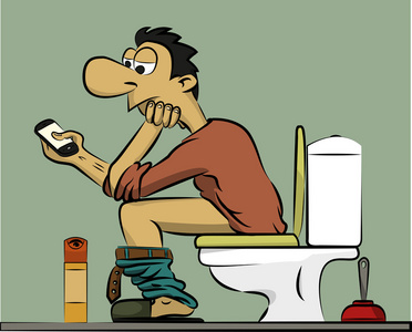 人坐在马桶上照片