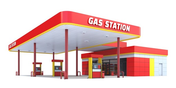 3d 渲染的孤立的白色背景上的加油站.3d 渲染照片