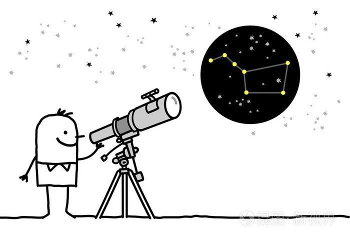 用望远镜看星星的人