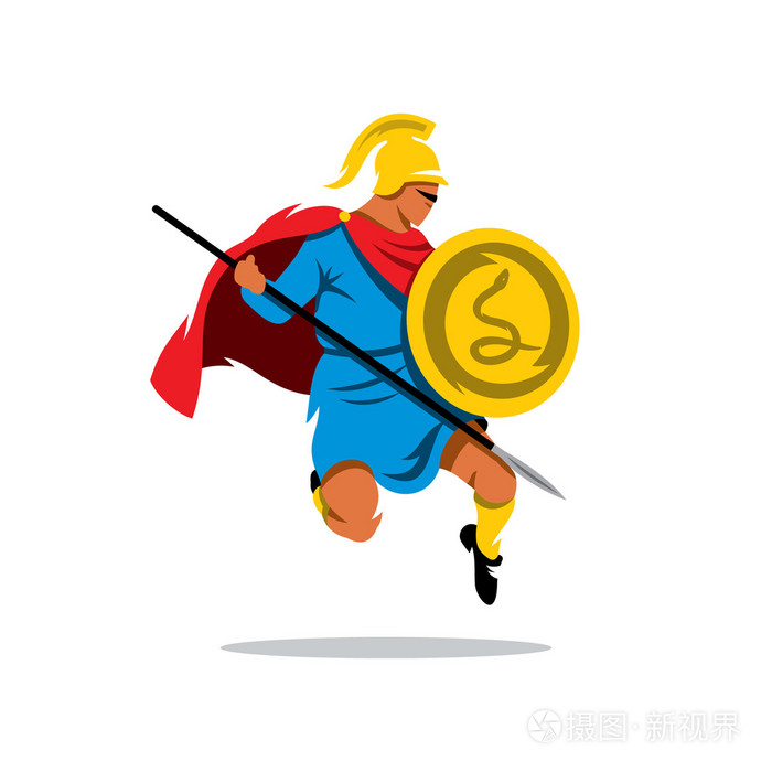 矢量斯巴达的勇士卡通插画