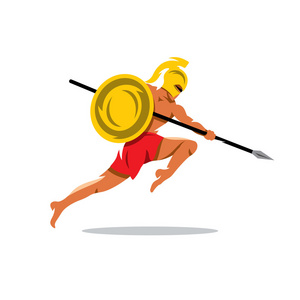 招聘精英毛笔字矢量斯巴达的勇士卡通插画照片