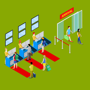 值机插画-值机手绘-值机卡通图-摄图新视界