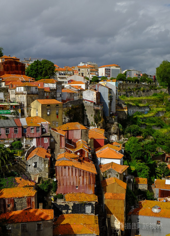 在波尔图葡萄牙的老镇市容