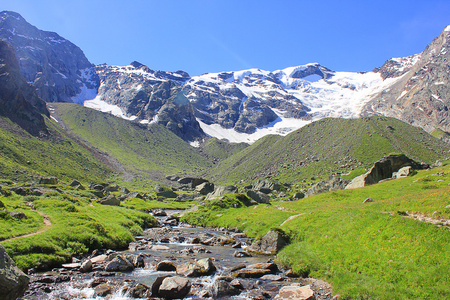 阿尔卑斯山和河的山谷图片