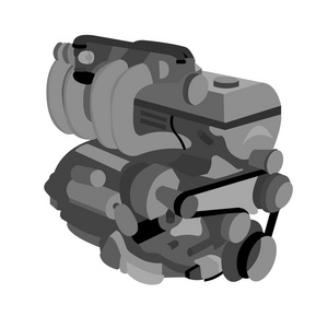 汽车发动机图标卡通. 单车修理部件图标.照片