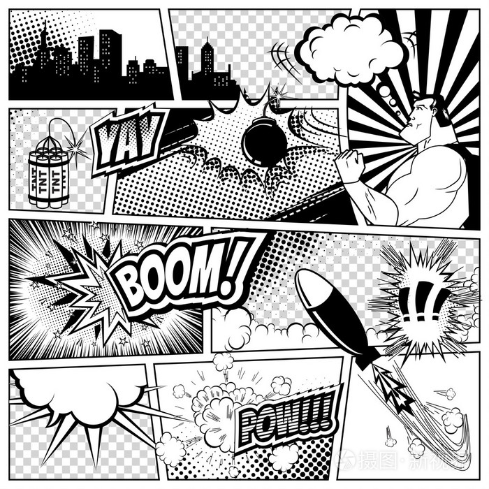 矢量复古漫画讲话气泡图.