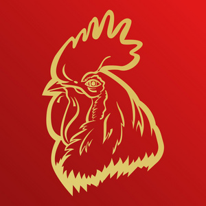 公鸡标志吉祥物.公鸡头矢量插图箔照片