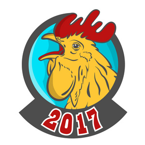 公鸡标志吉祥物孤立的公鸡头矢量图