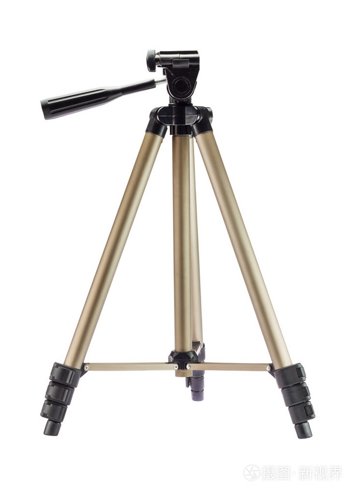 白色背景上孤立的站三脚架