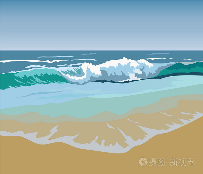 夏季海滩海浪矢量图插画-正版商用图片1ouus8-摄图新视界