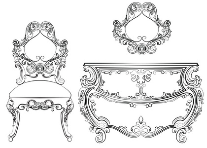 巴洛克矢量古典家具套装图片
