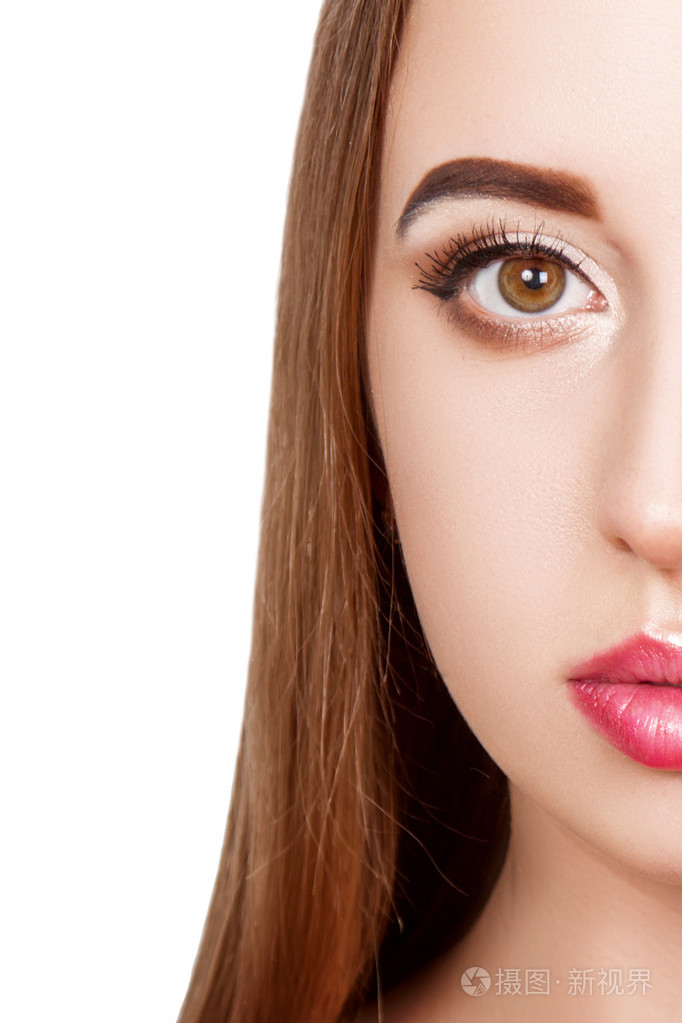非常漂亮迷人的女孩,美丽的五官,化妆, 发型, 专业化妆,美丽的眼睛