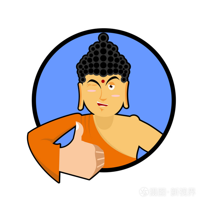 佛陀表现得很好竖起大拇指眨眼印度神在所有的平台上签名