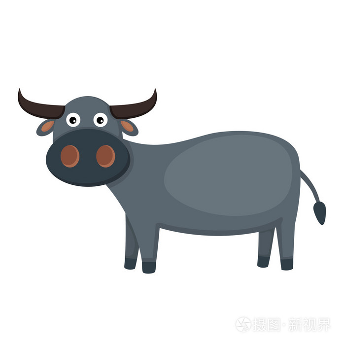 白色背景上的孤立水牛的插图