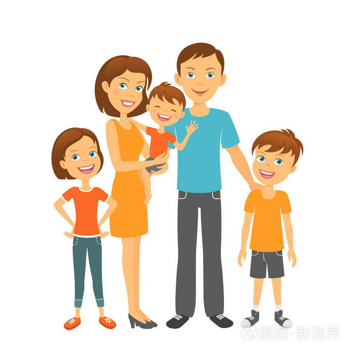 父母与孩子们幸福的家庭的母亲和父亲一起带孩子