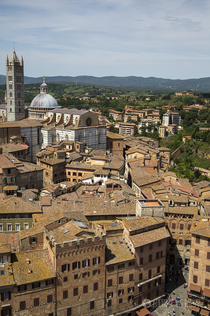 在小镇的鸟瞰图