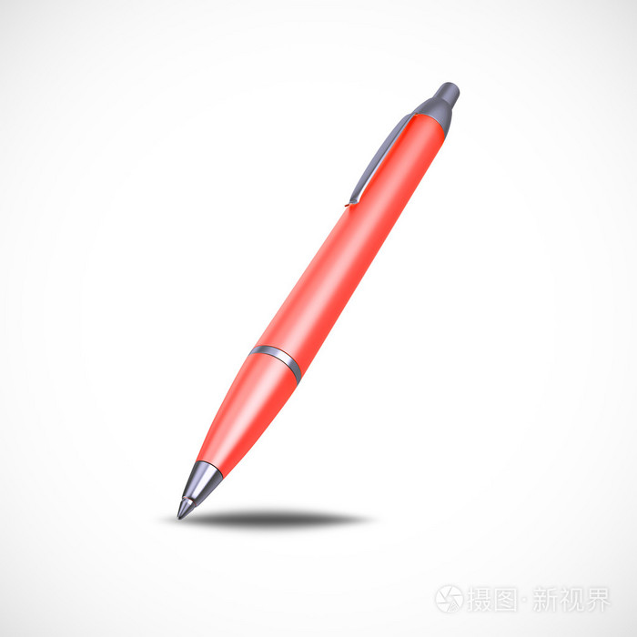 孤立在白色背景上的红色圆珠笔。3d 图