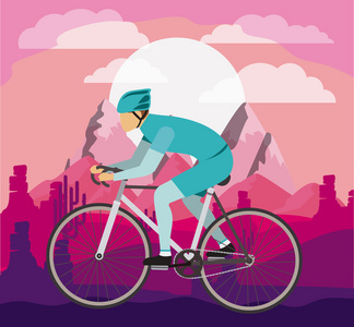 与美丽的风景背景孤立图标 d 的公路自行车赛照片