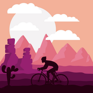 与美丽的风景背景孤立图标d的公路自行车赛