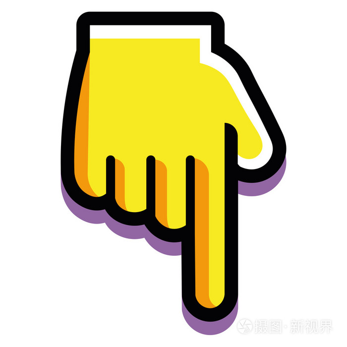 指向下孤立在白色背景