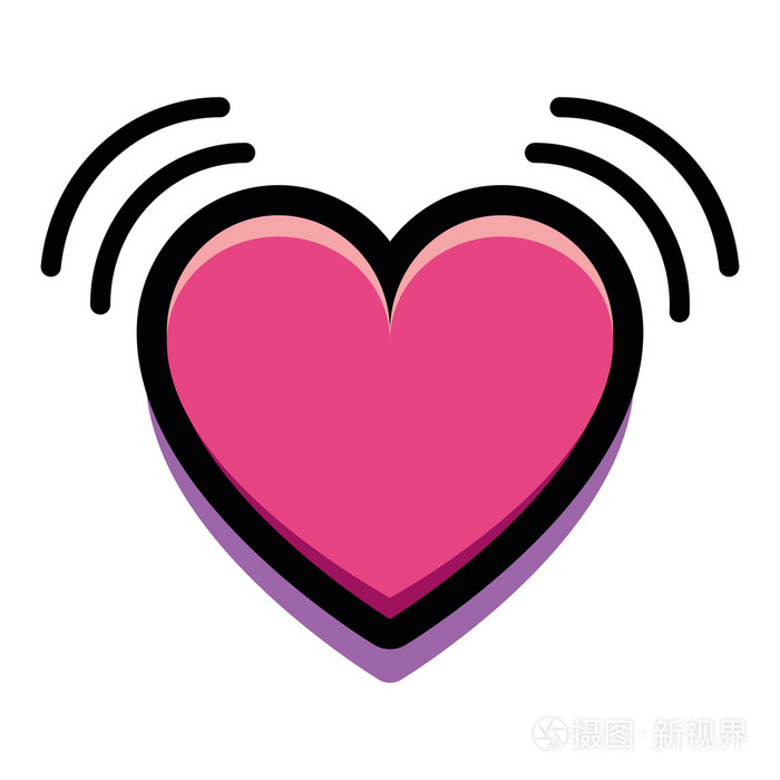 孤立在白色背景上的卡通跳动的心脏