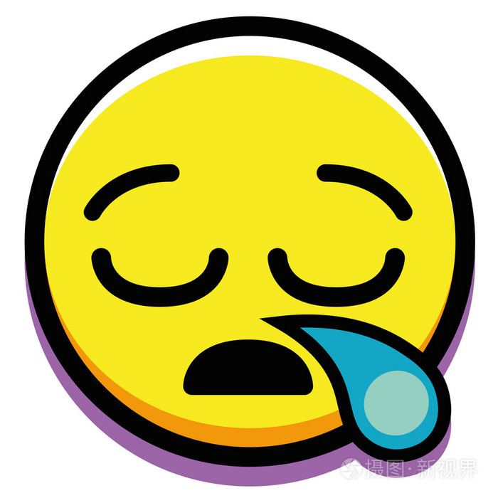 卡通瞌睡脸上白色背景孤立