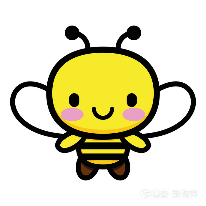 孤立在白色背景上的矢量可爱卡通蜜蜂