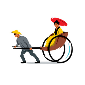 黄包车出租车武汉中国城市地平线和灰色建筑物隔离的向白色的黄色的