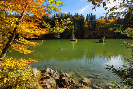 秋天风景秋天颜色高山湖泊图片