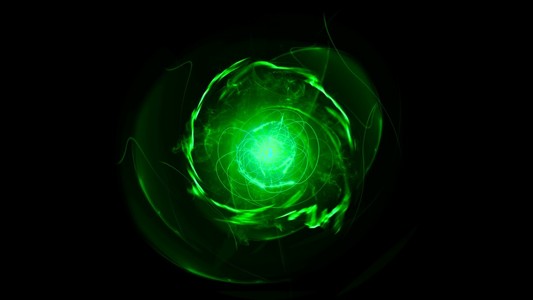 绿色抽象线能量与冲击波照片