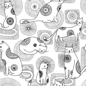 抽象手绘黑色和白色的无缝模式